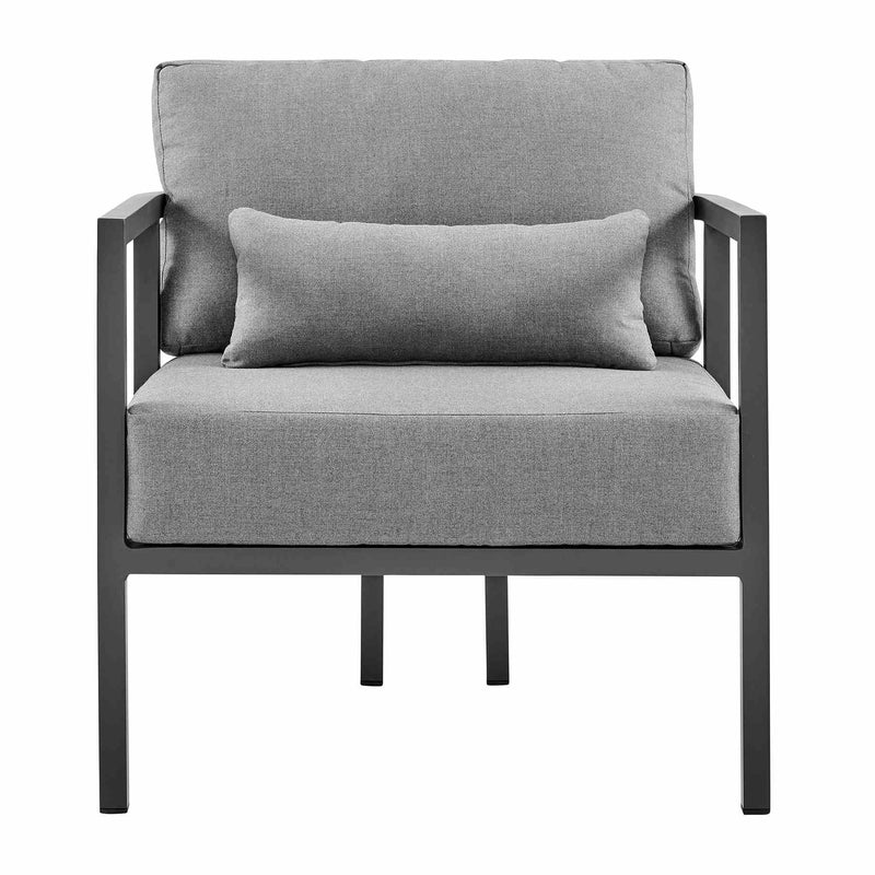 Valentina 4 Piece Dark Gray Aluminum Outdoor Seating Set with Dark Gray Cushions - Furniture City (CA)l