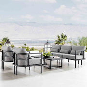 Valentina 4 Piece Dark Gray Aluminum Outdoor Seating Set with Dark Gray Cushions - Furniture City (CA)l