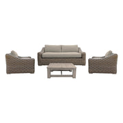 Verano 4 Piece Outdoor Patio Furniture Set in Wicker and Acacia Wood with Taupe Cushions - Furniture City (CA)l