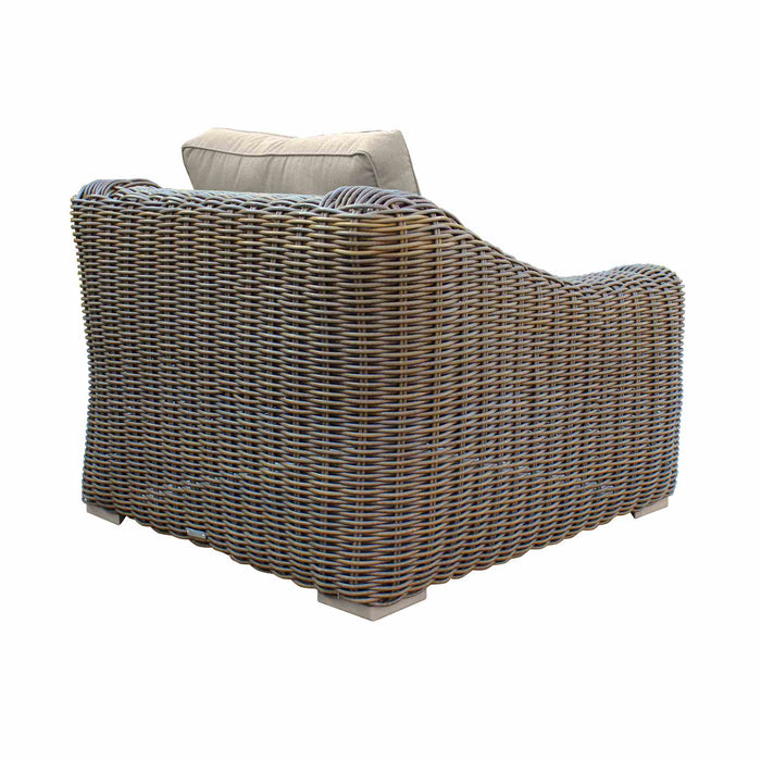 Verano 4 Piece Outdoor Patio Furniture Set in Wicker and Acacia Wood with Taupe Cushions