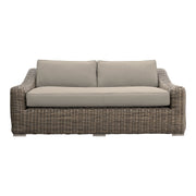 Verano Wicker and Acacia Outdoor Sofa in Taupe and Brown - Furniture City (CA)l