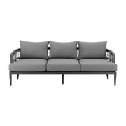 Zella Outdoor Patio 4 Piece Conversation Set in Aluminum with Light Gray Rope and Cushions - Furniture City (CA)l