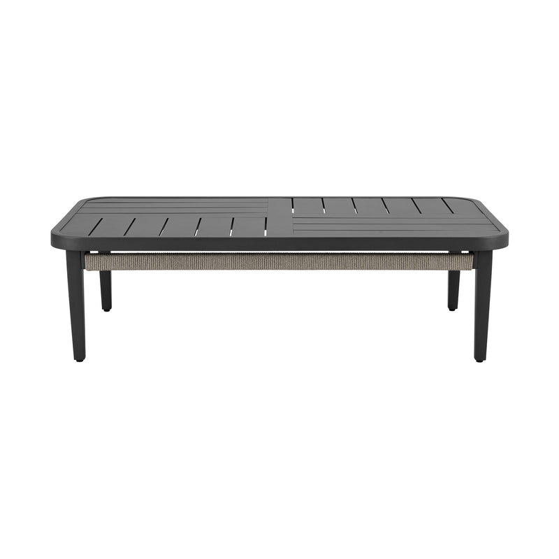 Zella Outdoor Patio 4 Piece Conversation Set in Aluminum with Light Gray Rope and Cushions - Furniture City (CA)l