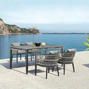 Zella Outdoor Patio 5 Piece Dining Set in Aluminum with Light Gray Rope and Cushions - Furniture City (CA)l
