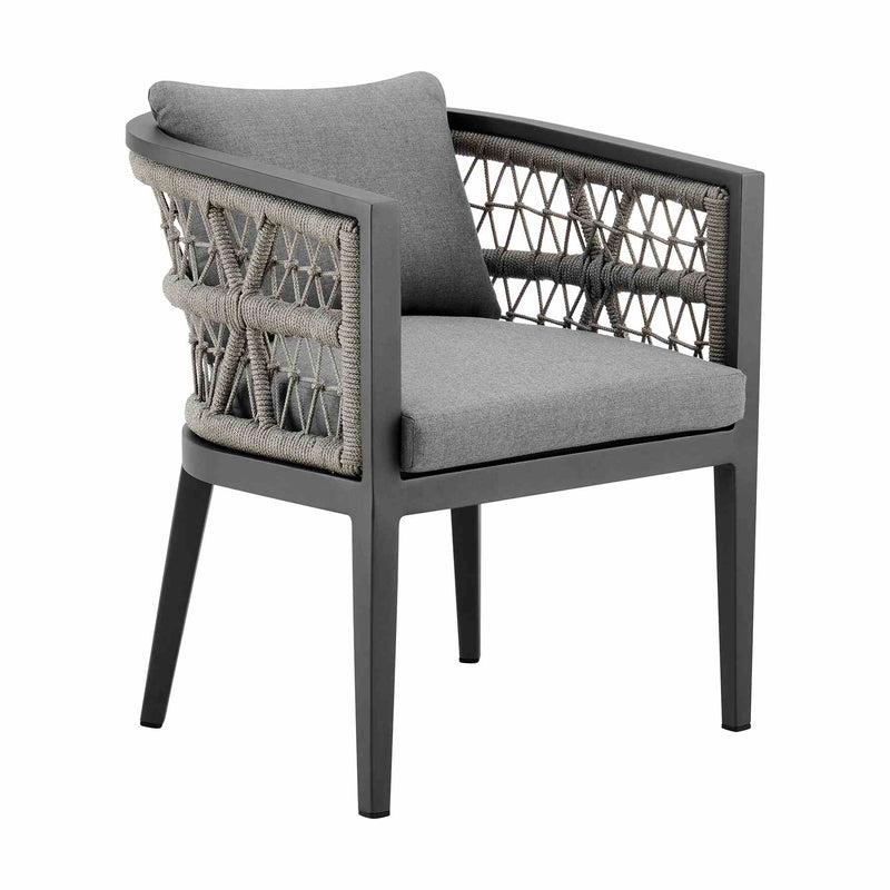 Zella Outdoor Patio 5 Piece Dining Set in Aluminum with Light Gray Rope and Cushions - Furniture City (CA)l