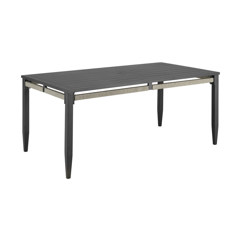 Zella Outdoor Patio 5 Piece Dining Set in Aluminum with Light Gray Rope and Cushions - Furniture City (CA)l
