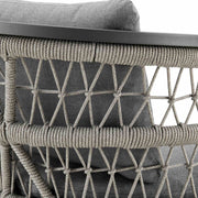 Zella Outdoor Patio 5 Piece Dining Set in Aluminum with Light Gray Rope and Cushions - Furniture City (CA)l