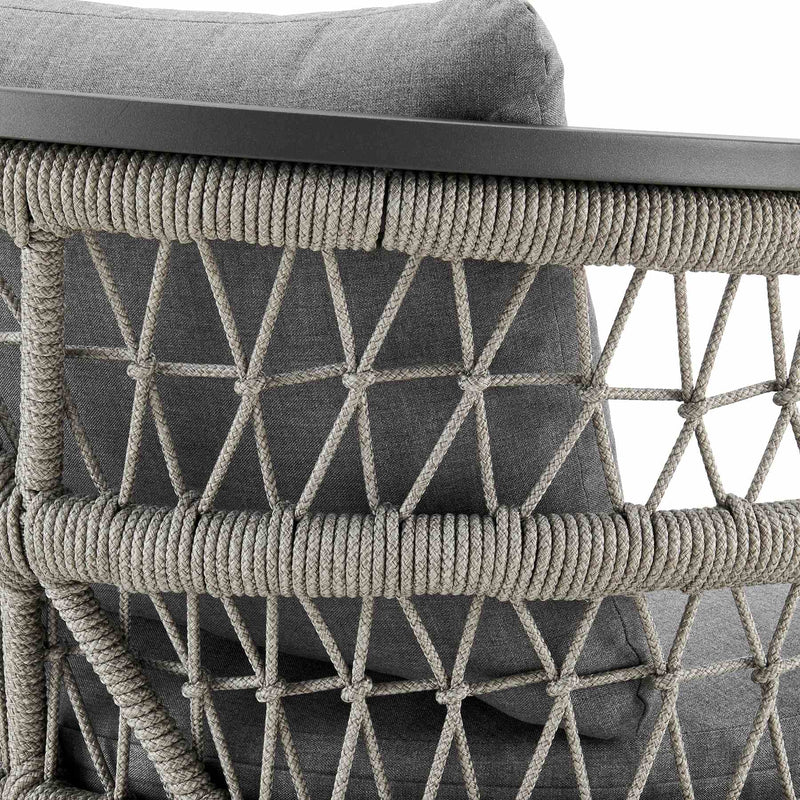 Zella Outdoor Patio 7 Piece Dining Set in Aluminum with Light Gray Rope and Cushions - Furniture City (CA)l