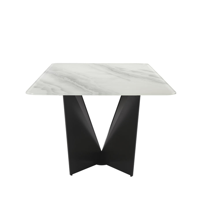 Olivia Modern 7-Piece Dining Set with Plum Upholstered Chairs and Tempered Glass Tabletop