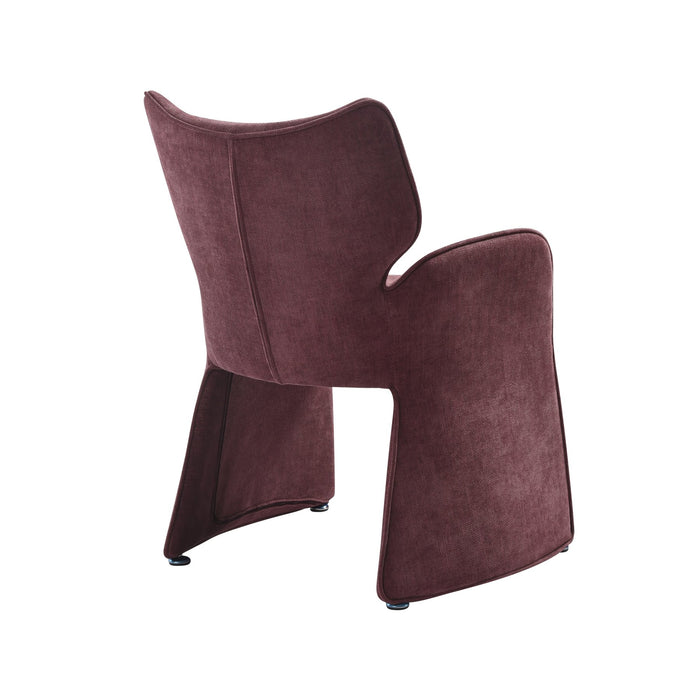 Olivia Modern 8-Piece Dining Set with Tempered Glass Table, Plum Upholstered Armchairs, and 3-Door Sideboard