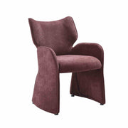 Olivia Modern 8-Piece Dining Set with Tempered Glass Table, Plum Upholstered Armchairs, and 3-Door Sideboard - Furniture City (CA)l
