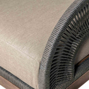 Orbit Outdoor Patio 4 Piece Conversation Set in Weathered Eucalyptus Wood with Gray Rope and Taupe Olefin Cushions - Furniture City (CA)l