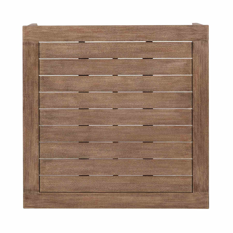 Orbit Outdoor Patio 4 Piece Conversation Set in Weathered Eucalyptus Wood with Gray Rope and Taupe Olefin Cushions - Furniture City (CA)l