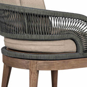 Orbit Outdoor Patio 5 Piece Dining Set in Weathered Eucalyptus Wood with Gray Rope and Taupe Olefin Cushions - Furniture City (CA)l