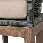 Orbit Outdoor Patio 5 Piece Dining Set in Weathered Eucalyptus Wood with Gray Rope and Taupe Olefin Cushions - Furniture City (CA)l