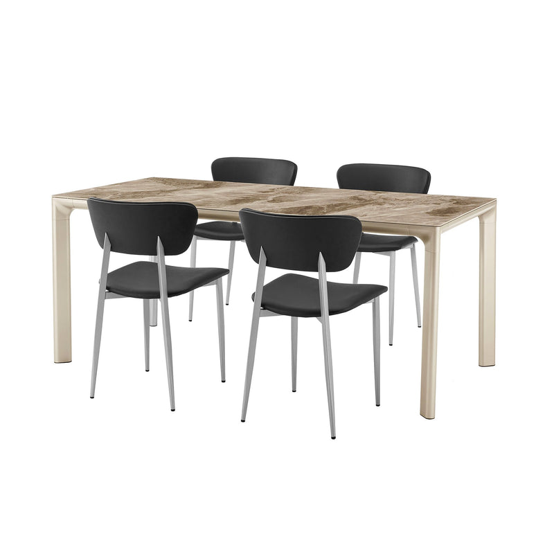 Otello and Tori Black Fabric 5 Piece Rectangular Dining Set - Furniture City (CA)l