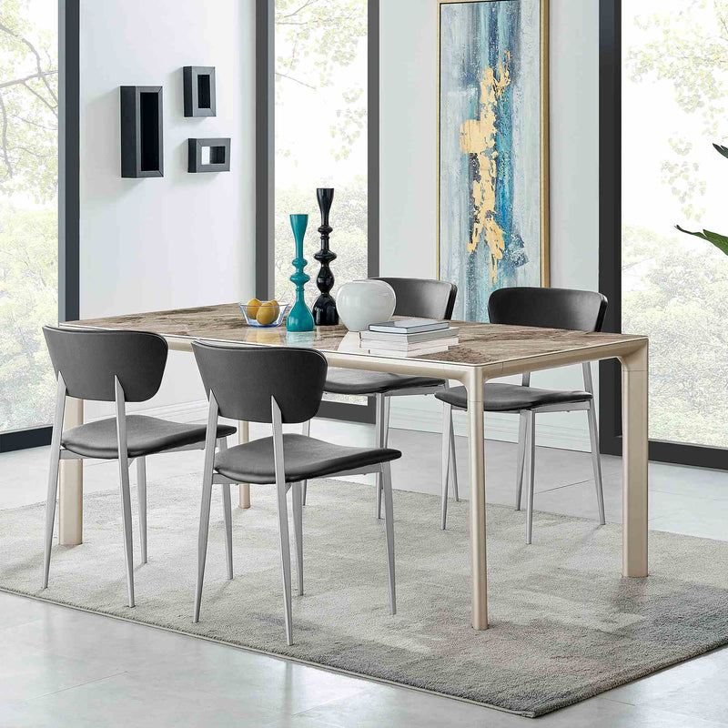 Otello and Tori Black Fabric 5 Piece Rectangular Dining Set - Furniture City (CA)l