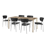 Otello and Tori Black Fabric 7 Piece Rectangular Dining Set - Furniture City (CA)l