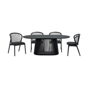 Pasadena Echo 5 Piece Oval Dining Set in Black Oak Finish with Black Faux Leather - Furniture City (CA)l