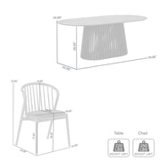 Pasadena Echo 5 Piece Oval Dining Set in Black Oak Finish with Black Faux Leather - Furniture City (CA)l