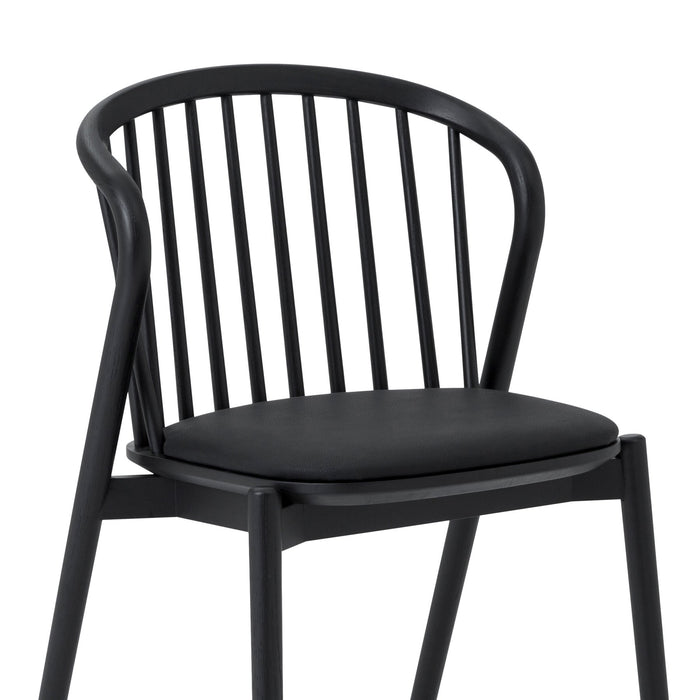 Pasadena Echo 5 Piece Oval Dining Set in Black Oak Finish with Black Faux Leather