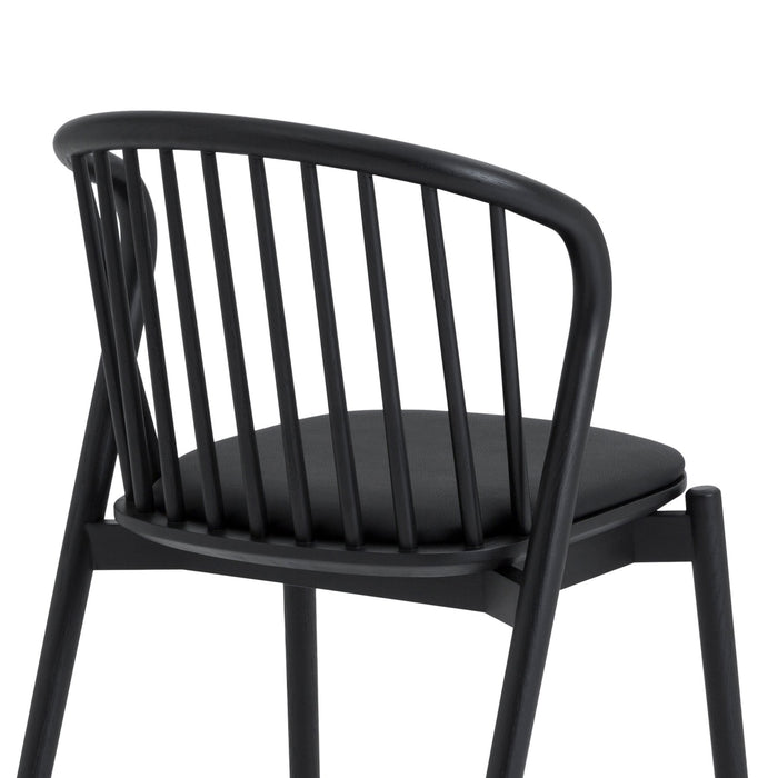 Pasadena Echo 5 Piece Oval Dining Set in Black Oak Finish with Black Faux Leather