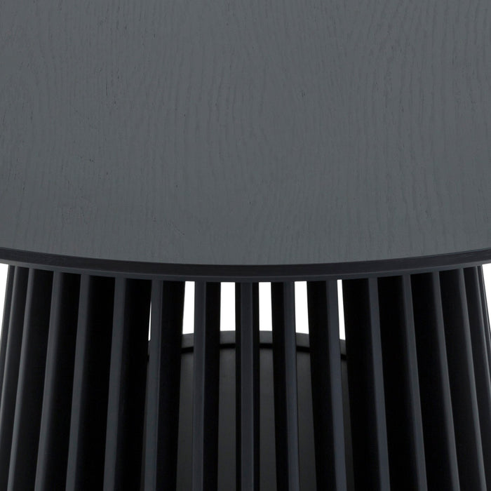 Pasadena Echo 5 Piece Oval Dining Set in Black Oak Finish with Black Faux Leather