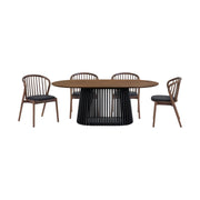 Pasadena Echo 5 Piece Oval Dining Set with Walnut and Black Finish Table and Walnut Finish Chairs - Furniture City (CA)l