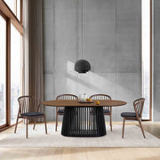Pasadena Echo 5 Piece Oval Dining Set with Walnut and Black Finish Table and Walnut Finish Chairs - Furniture City (CA)l