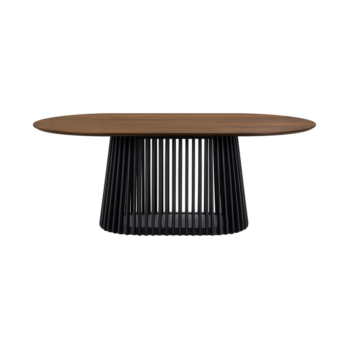 Pasadena Echo 5 Piece Oval Dining Set with Walnut and Black Finish Table and Walnut Finish Chairs