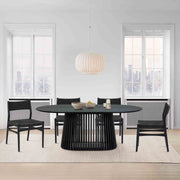 Pasadena Erie 5 Piece Oval Dining Set in Black Oak Finish with Black Paper Cord Chairs - Furniture City (CA)l