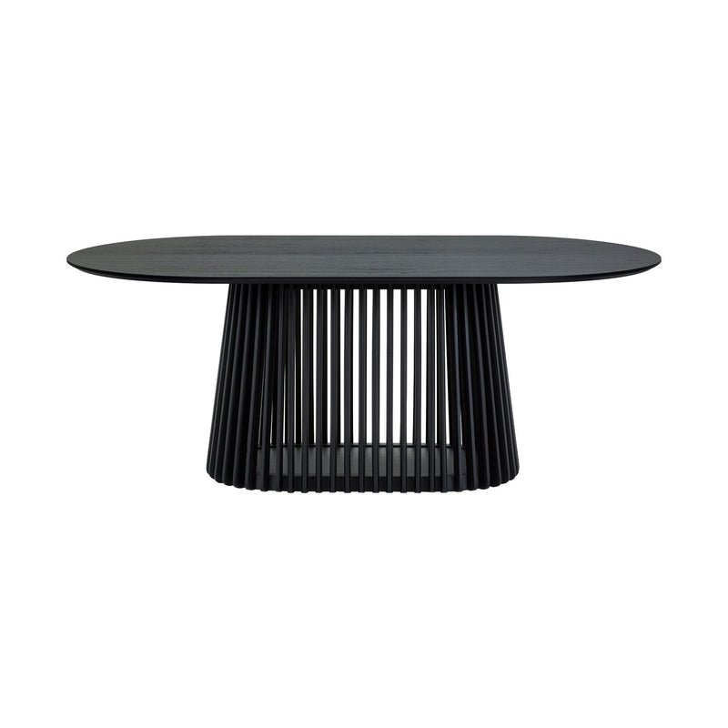 Pasadena Erie 5 Piece Oval Dining Set in Black Oak Finish with Black Paper Cord Chairs - Furniture City (CA)l