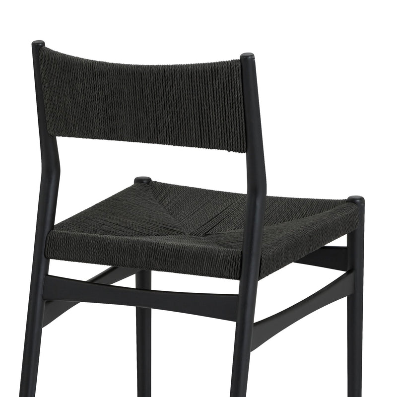 Pasadena Erie 5 Piece Oval Dining Set in Black Oak Finish with Black Paper Cord Chairs - Furniture City (CA)l