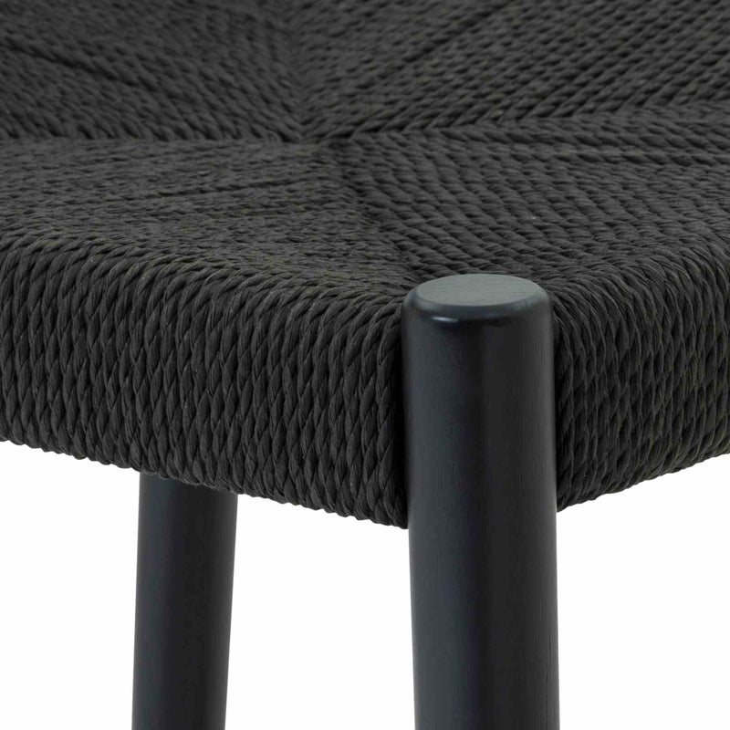 Pasadena Erie 5 Piece Oval Dining Set in Black Oak Finish with Black Paper Cord Chairs - Furniture City (CA)l