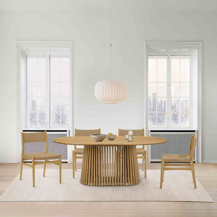 Pasadena Erie 5 Piece Oval Dining Set in Natural Oak Finish with Paper Cord Chairs