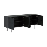 Pasadena Apache 6 Piece Oval Dining Set with Buffet in Black Oak Finish with Faux Leather - Furniture City (CA)l