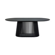 Pasadena Echo 6 Piece Oval Dining Set with Buffet in Black Oak Finish with Black Faux Leather - Furniture City (CA)l