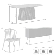 Pasadena Echo 6 Piece Oval Dining Set with Buffet in Black Finish with Walnut Finish Table Top and Chairs - Furniture City (CA)l