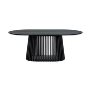 Pasadena Erie 6 Piece Oval Dining Set with Buffet in Black Oak Finish with Black Paper Cord Chairs - Furniture City (CA)l