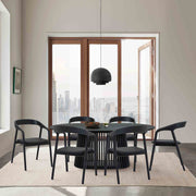 Pasadena Apache 7 Piece Oval Dining Set in Black Oak Finish with Black Faux Leather - Furniture City (CA)l