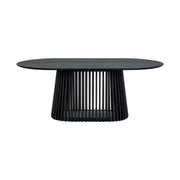 Pasadena Apache 7 Piece Oval Dining Set in Black Oak Finish with Black Faux Leather - Furniture City (CA)l