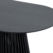 Pasadena Apache 7 Piece Oval Dining Set in Black Oak Finish with Black Faux Leather - Furniture City (CA)l