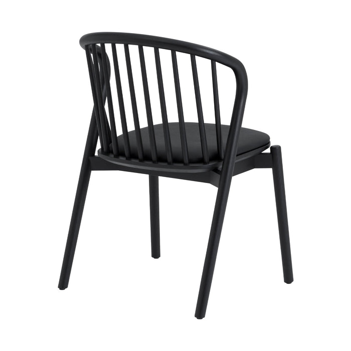 Pasadena Echo 7 Piece Oval Dining Set in Black Oak Finish with Black Faux Leather