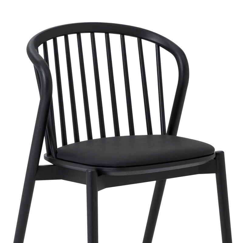 Pasadena Echo 7 Piece Oval Dining Set in Black Oak Finish with Black Faux Leather - Furniture City (CA)l