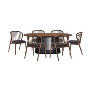 Pasadena Echo 7 Piece Oval Dining Set with Walnut and Black Finish Table and Walnut Finish Chairs - Furniture City (CA)l