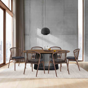 Pasadena Echo 7 Piece Oval Dining Set with Walnut and Black Finish Table and Walnut Finish Chairs - Furniture City (CA)l
