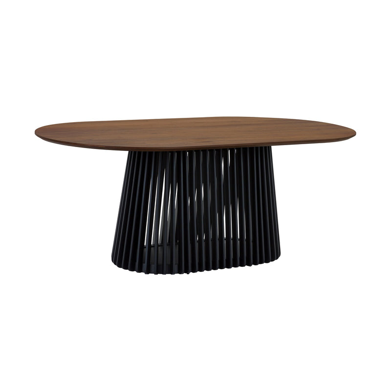 Pasadena Echo 7 Piece Oval Dining Set with Walnut and Black Finish Table and Walnut Finish Chairs - Furniture City (CA)l