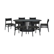 Pasadena Erie 7 Piece Oval Dining Set in Black Oak Finish with Black Paper Cord Chairs - Furniture City (CA)l