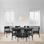 Pasadena Erie 7 Piece Oval Dining Set in Black Oak Finish with Black Paper Cord Chairs - Furniture City (CA)l