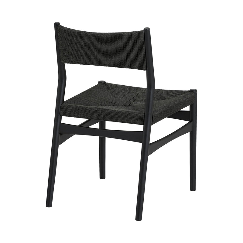 Pasadena Erie 7 Piece Oval Dining Set in Black Oak Finish with Black Paper Cord Chairs - Furniture City (CA)l